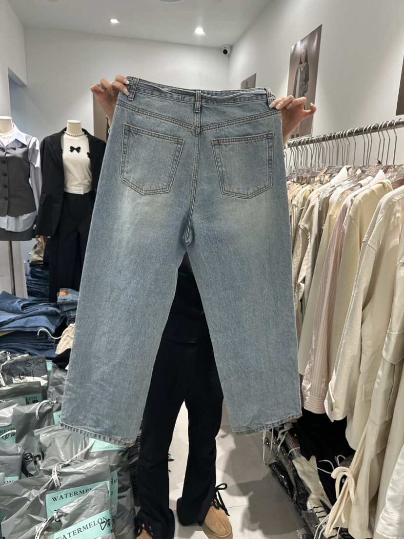WATERMELON韓國直郵東大門代購女裝新品人氣職業24春夏牛仔褲WATERMELON牛仔褲