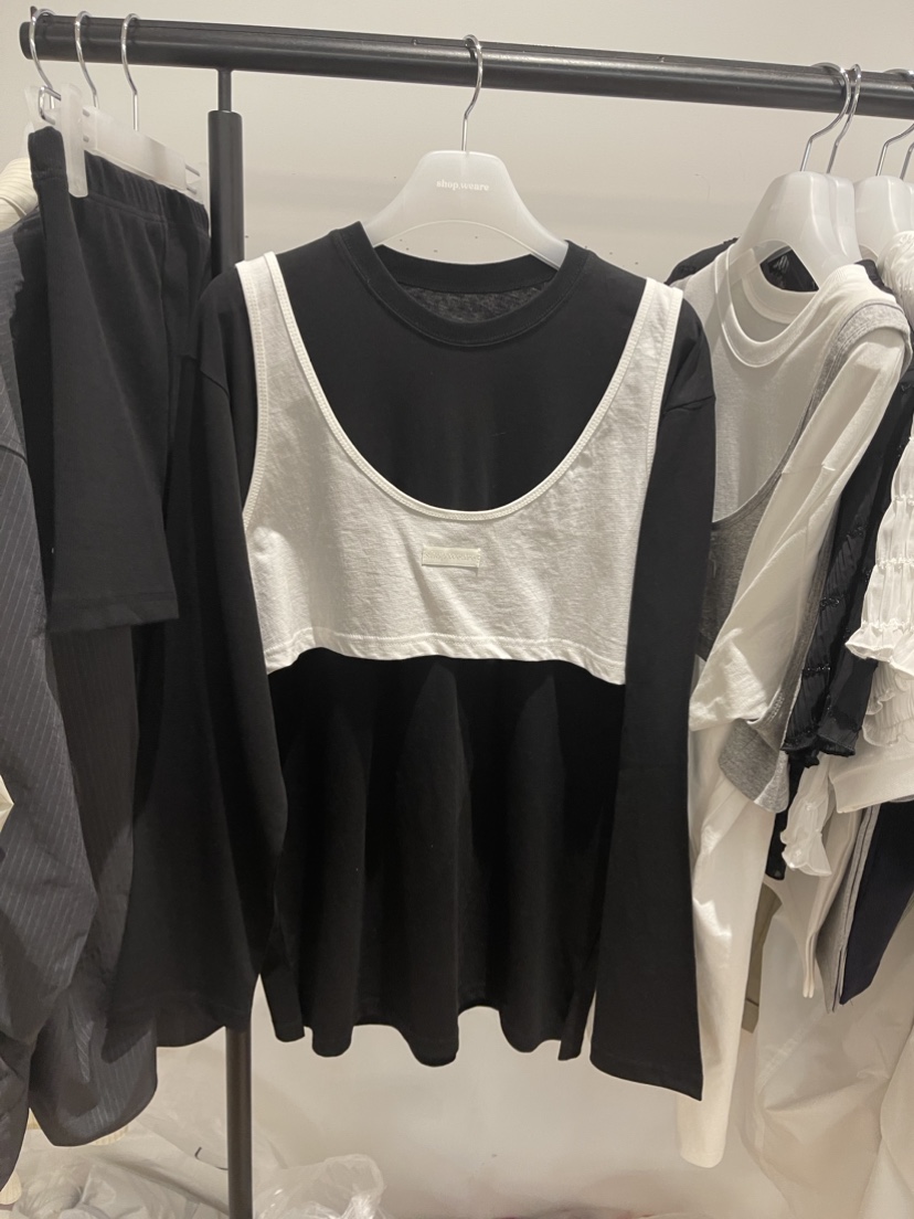 WE ARE/WELOVER韓國直郵東大門實拍女裝新款人氣長袖T恤假兩件SHOP_WE ARE長袖T恤圖色2