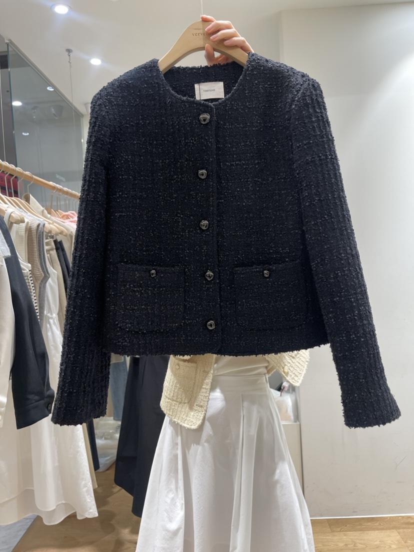 VERVEINE韓國直郵東大門代購女裝新款24春夏時尚夾克粗花呢VERVEINE夾克圖色2
