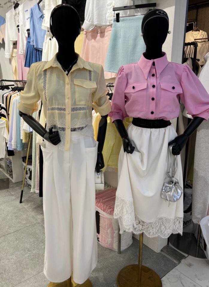 WON韓國直郵東大門代購女裝新品24春夏時尚休閑襯衫蕾絲衫WON襯衫/蕾絲衫