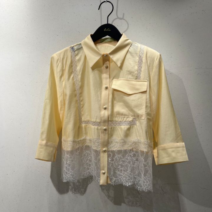 WON韓國直郵東大門代購女裝新品24春夏時尚休閑襯衫蕾絲衫WON襯衫/蕾絲衫圖色2