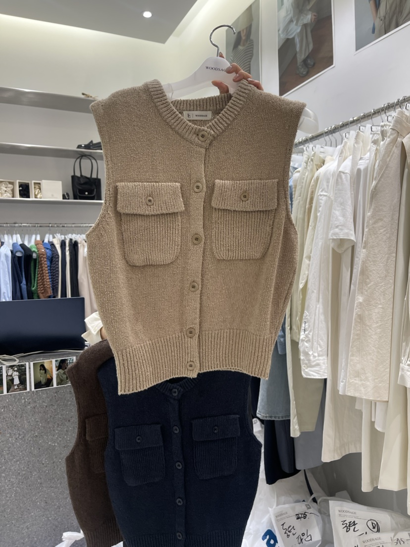 WOOD SAGE韓國直郵東大門代購女裝新品熱賣推薦24春夏馬甲口袋WOOD SAGE馬甲圖色3
