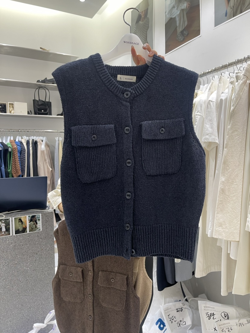 WOOD SAGE韓國直郵東大門代購女裝新品熱賣推薦24春夏馬甲口袋WOOD SAGE馬甲圖色4