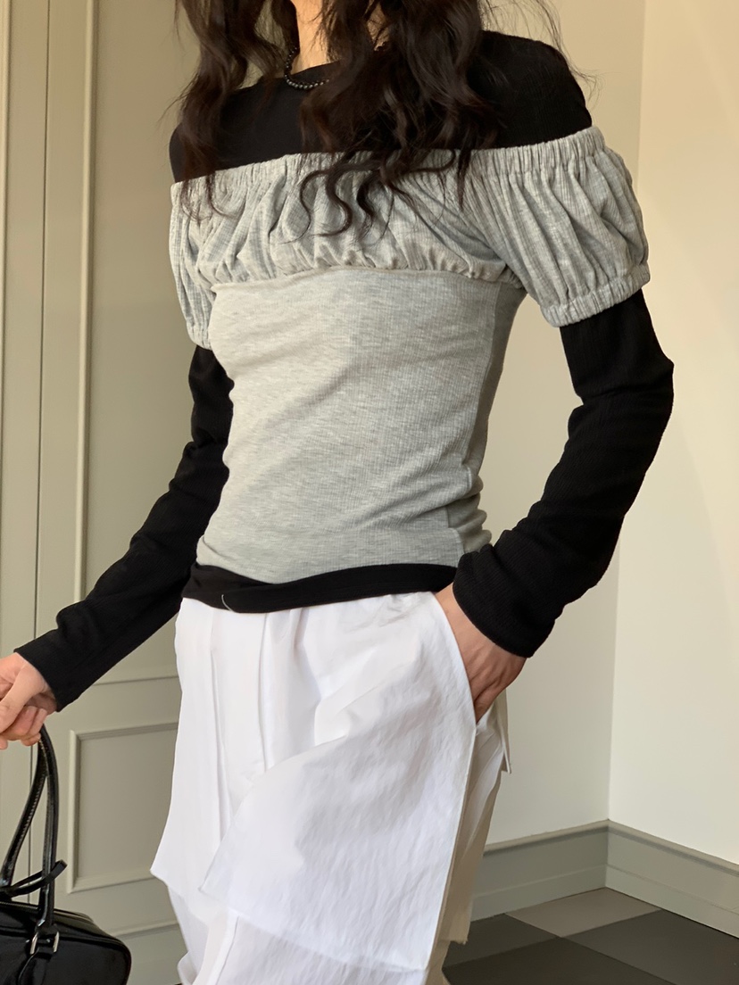 VAARA直郵韓國代購女裝新款推薦熱賣時尚職業休閑T恤褶皺綁帶VAARAT恤