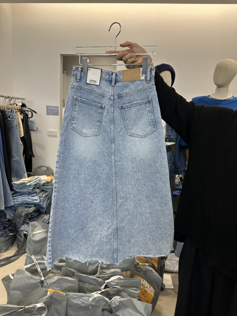 LEHNA直郵韓國代購女裝新品時尚人氣24春夏職業真品休閑長裙LEHNA長裙
