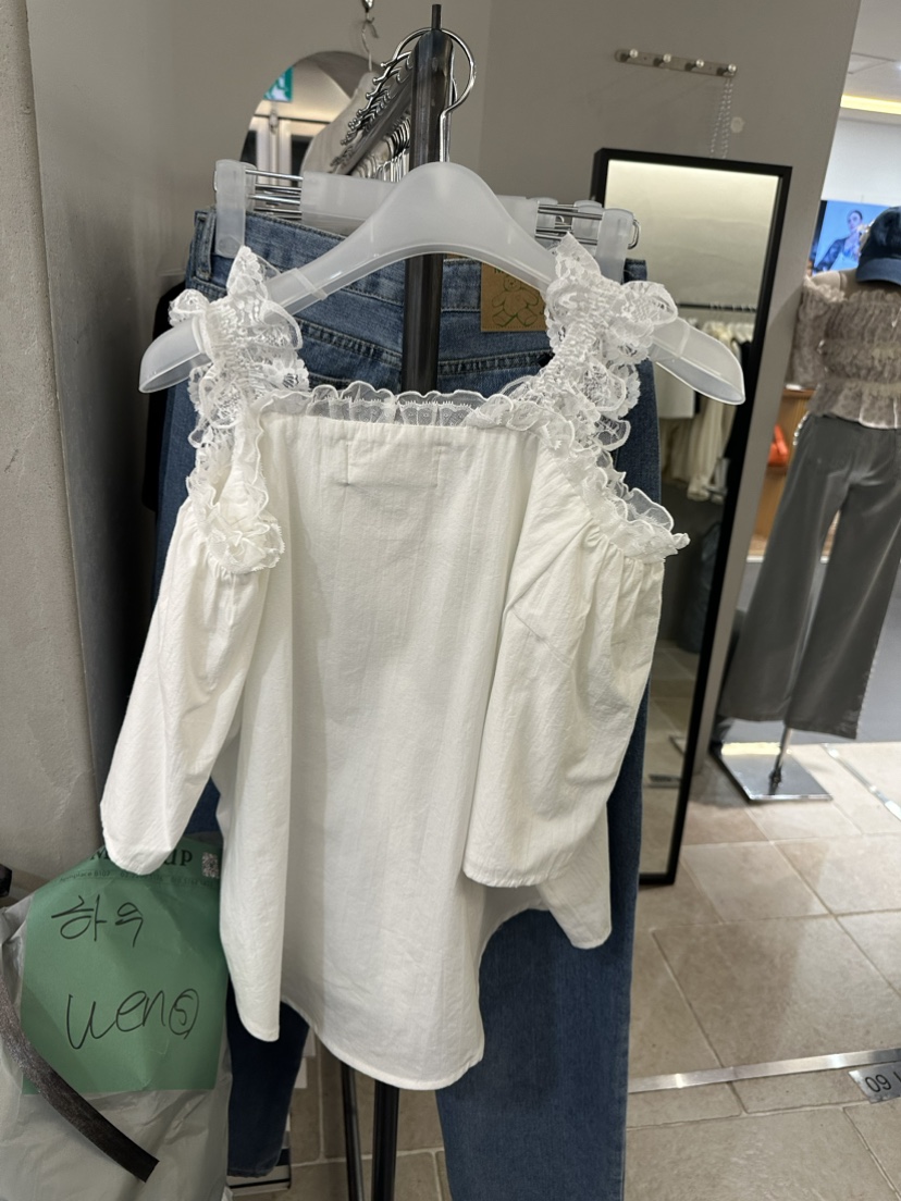 MULCUP直郵韓國代購女裝新款24春夏熱賣職業推薦襯衫蕾絲衫CABINET襯衫/蕾絲衫