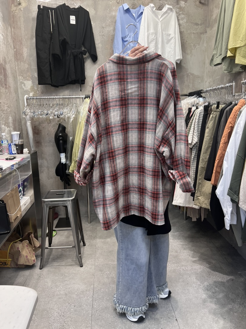 YEON韓國直郵東大門代購女士新品人氣24春夏襯衫蕾絲衫格子YEON襯衫/蕾絲衫