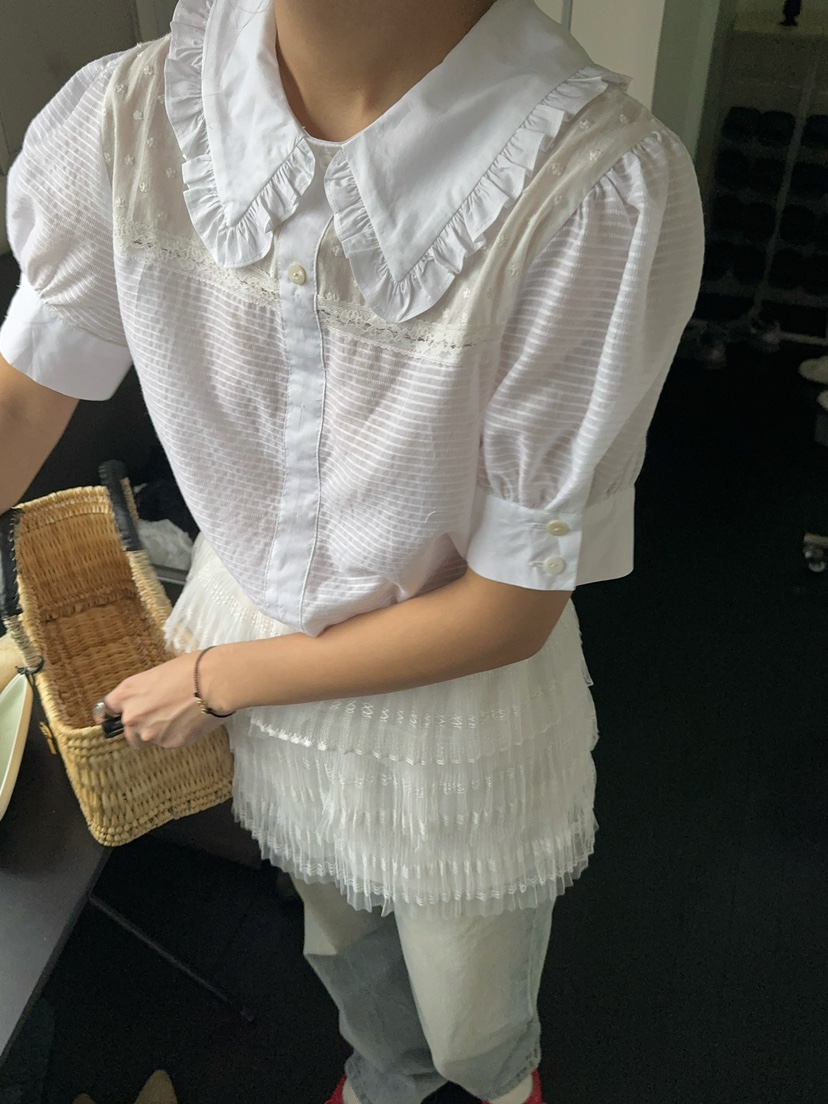 OUPPT韓國直郵東大門代購女裝新品休閑推薦熱賣時尚襯衫蕾絲衫OUPPT襯衫/蕾絲衫