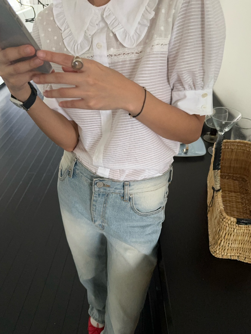 OUPPT韓國直郵東大門代購女裝新品休閑推薦熱賣時尚襯衫蕾絲衫OUPPT襯衫/蕾絲衫