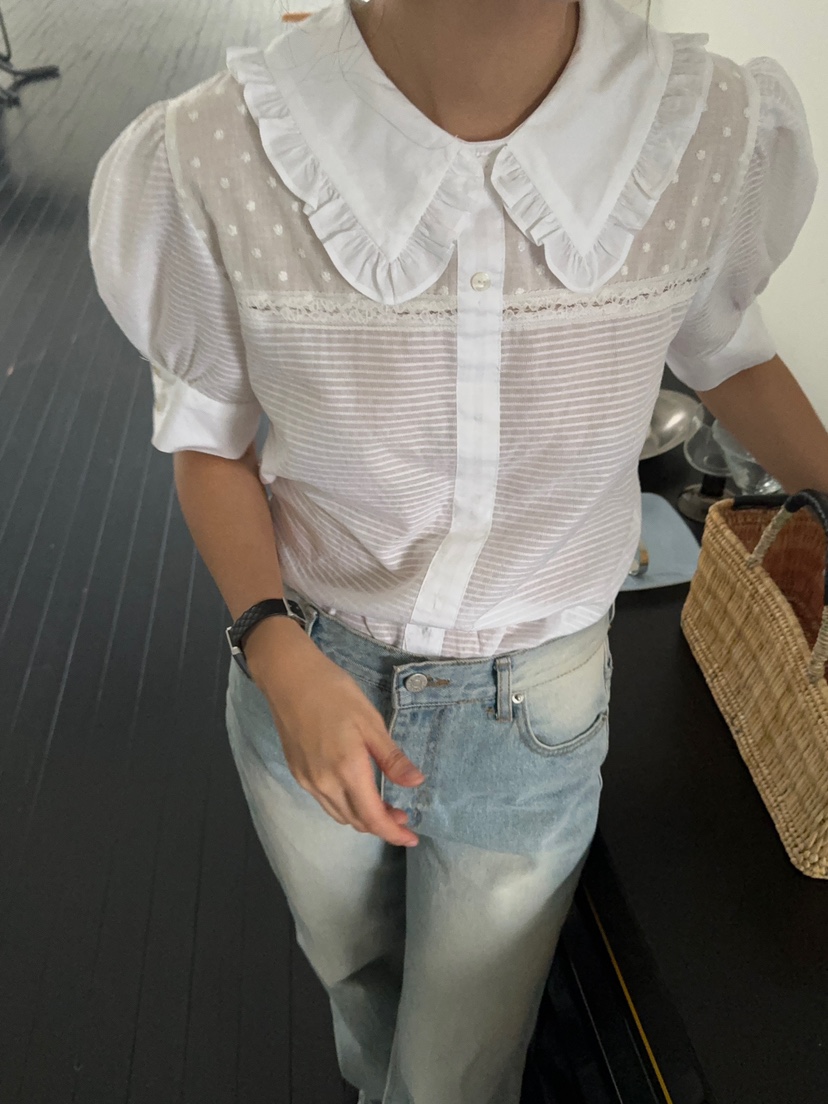 OUPPT韓國直郵東大門代購女裝新品休閑推薦熱賣時尚襯衫蕾絲衫OUPPT襯衫/蕾絲衫