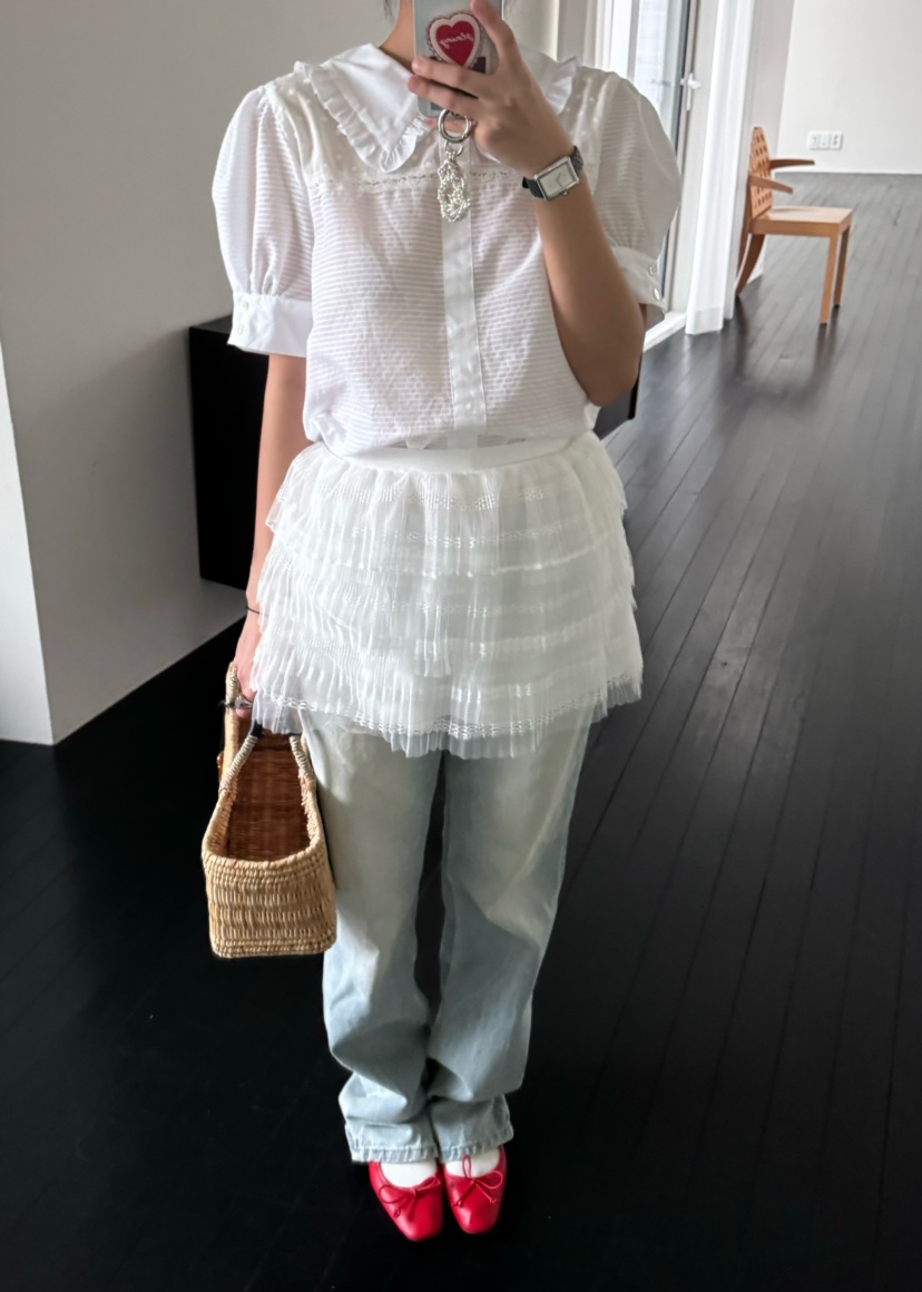 OUPPT韓國直郵東大門代購女裝新品休閑推薦熱賣時尚襯衫蕾絲衫OUPPT襯衫/蕾絲衫