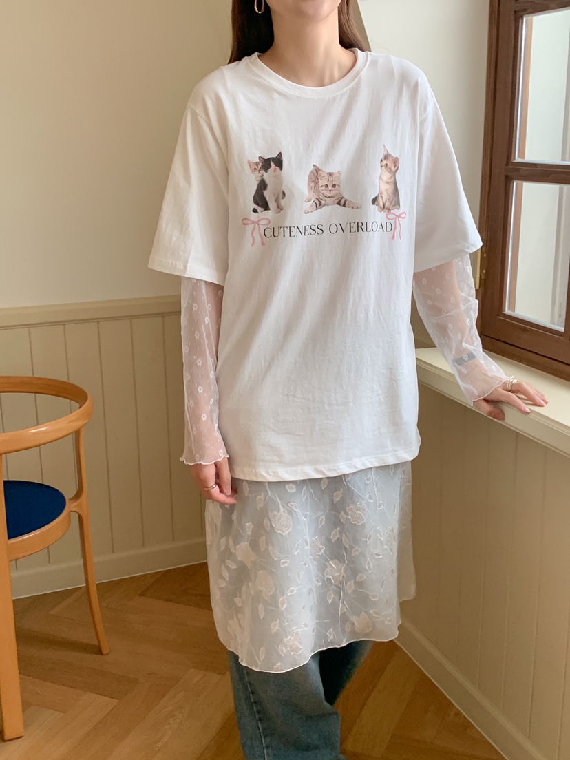 YES韓國直郵東大門代購女裝新款職業熱賣24春夏時尚長袖T恤YES長袖T恤