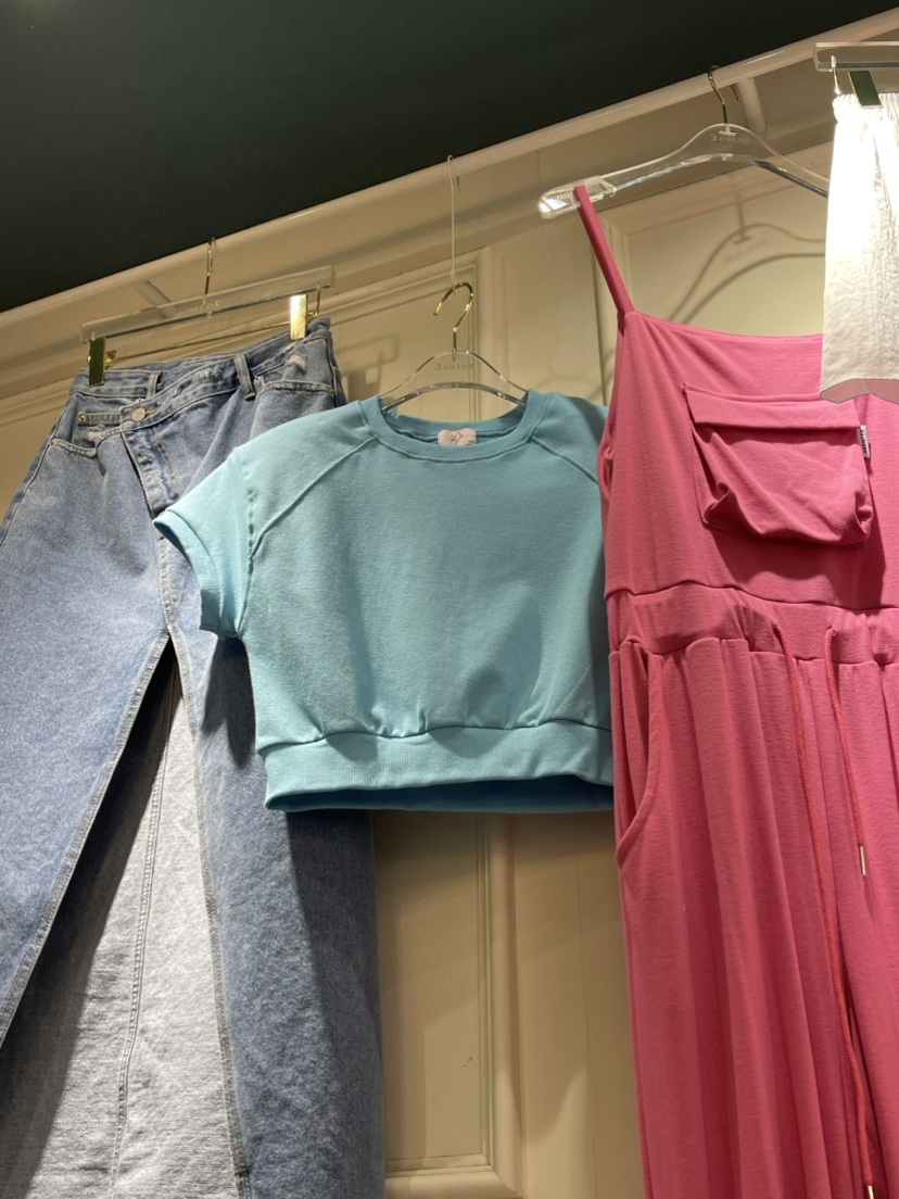 Three color韓國直郵女裝新品休閑時尚真品24春夏職業T恤Three colorT恤圖色4