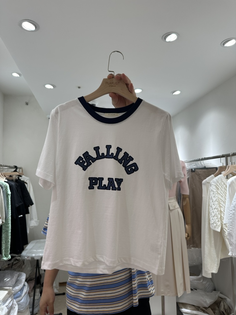 PLAYLIST韓國直郵女裝新款24春夏休閑熱賣推薦人氣真品T恤PLAYLISTT恤圖色1