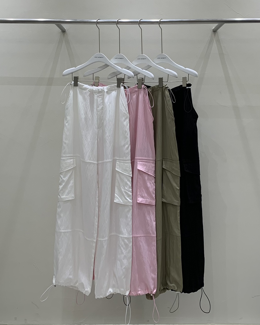 LOVE MOMENT韓國直郵女裝新品熱賣24春夏休閑褲口袋寬松LOVE MOMENT休閑褲