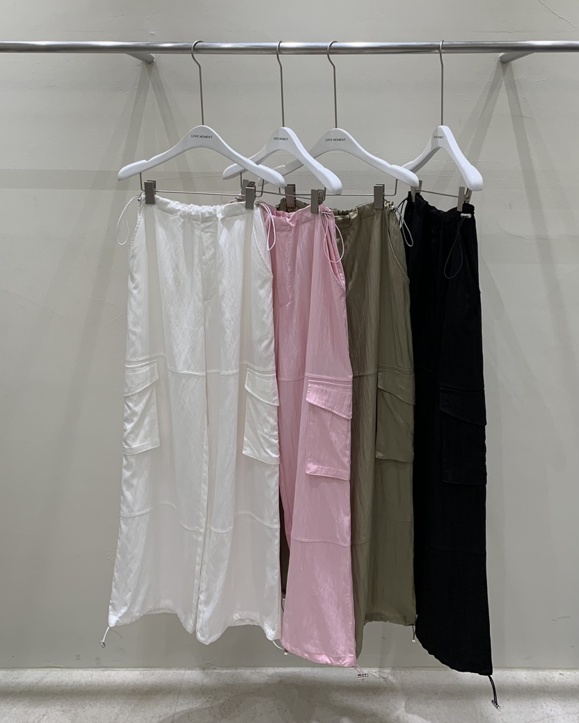 LOVE MOMENT韓國直郵女裝新品熱賣24春夏休閑褲口袋寬松LOVE MOMENT休閑褲
