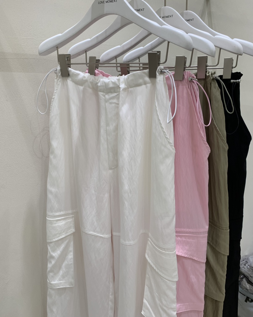 LOVE MOMENT韓國直郵女裝新品熱賣24春夏休閑褲口袋寬松LOVE MOMENT休閑褲