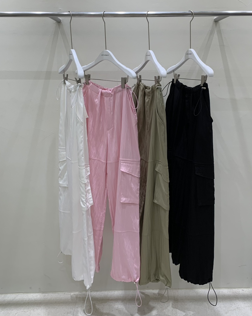 LOVE MOMENT韓國直郵女裝新品熱賣24春夏休閑褲口袋寬松LOVE MOMENT休閑褲
