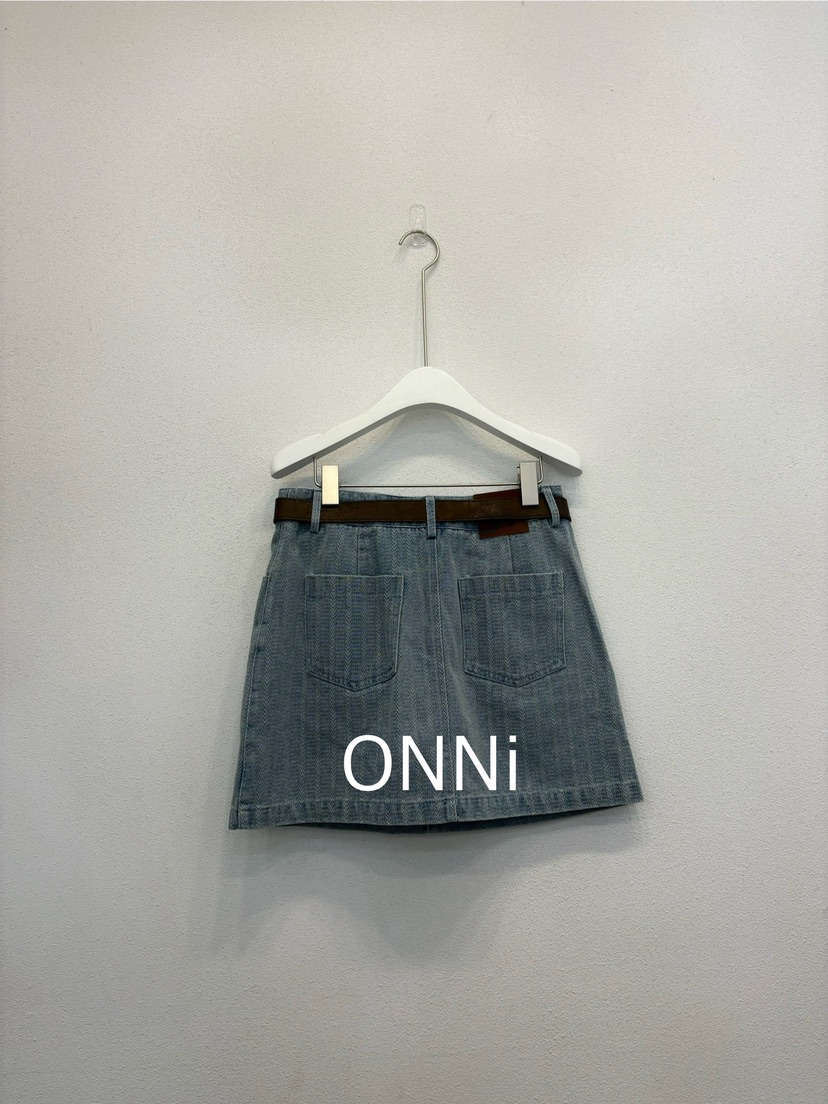 ONNI-P韓國直郵女裝新款休閑時尚24春夏職業真品短裙含腰帶LADYBLACK短裙