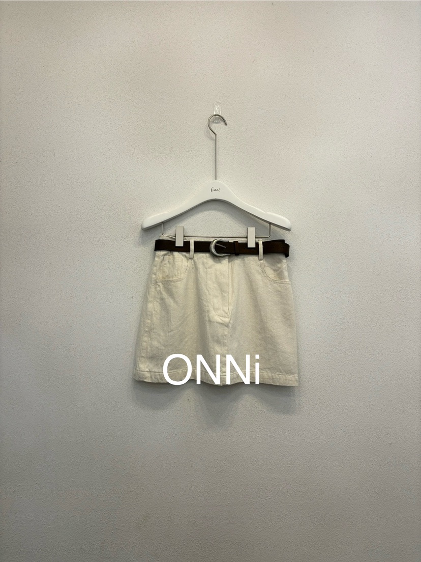 ONNI-P韓國直郵女裝新款休閑時尚24春夏職業真品短裙含腰帶LADYBLACK短裙圖色1
