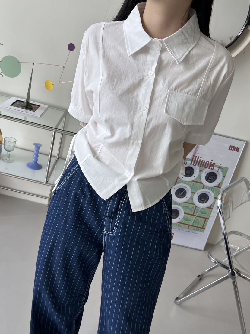NAME VALUE韓國直郵東大門實拍女裝新款推薦熱賣襯衫蕾絲衫OVER NEAR襯衫/蕾絲衫