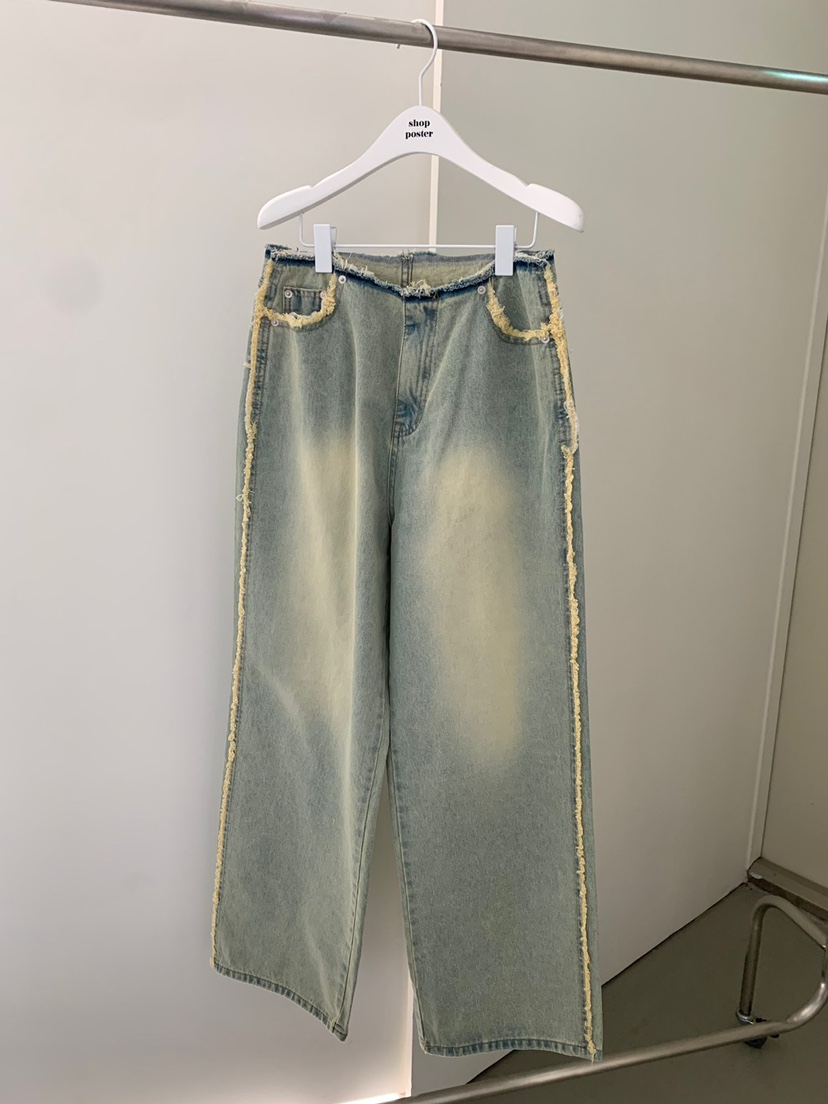 SHOP POSTER韓國直郵東大門代購女裝新款休閑牛仔褲牛仔布SHOP_POSTER牛仔褲