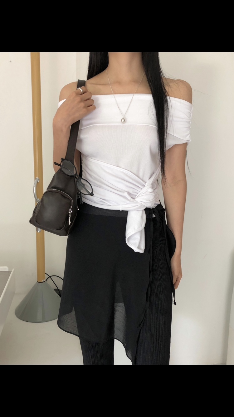 ROUGH韓國直郵東大門實拍女裝新款熱賣時尚24春夏T恤羅紋ROUGHT恤