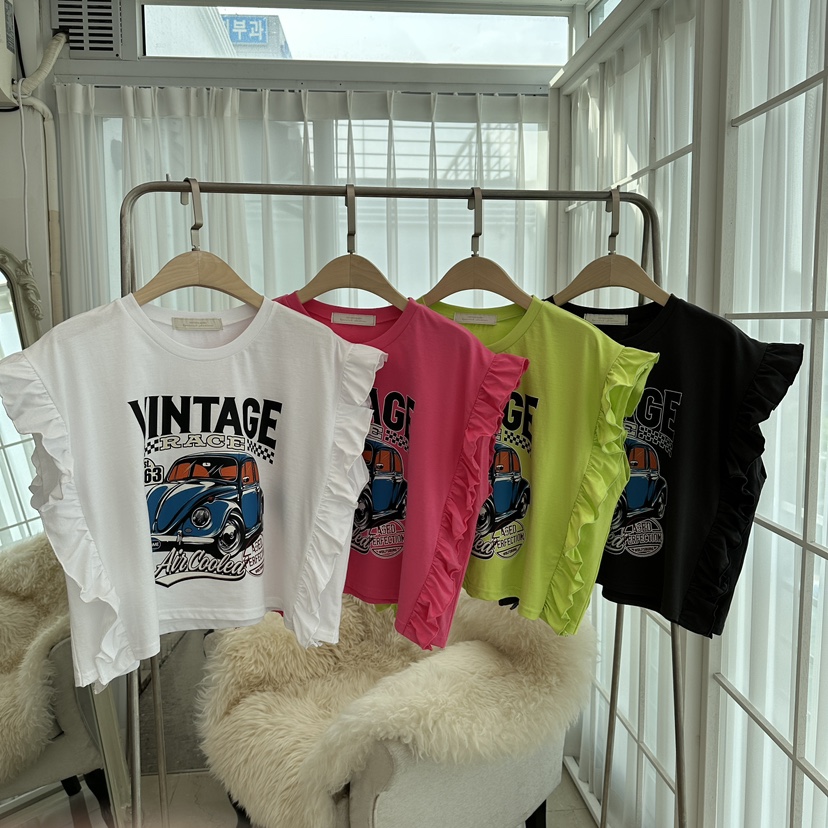 VICTORIA QUEEN韓國直郵東大門代購女裝新品職業T恤荷葉邊復古CAT.ST恤