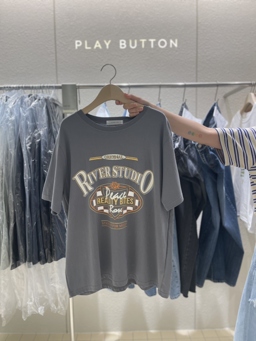 PLAYBUTTON直郵韓國代購女士新品24春夏推薦真品熱賣人氣T恤PLAYBUTTONT恤圖色2