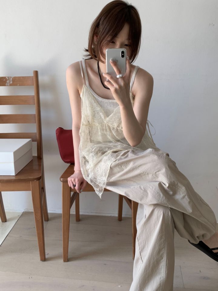 MARE韓國直郵東大門代購女裝新款休閑24春夏吊帶背心蕾絲MARE吊帶/背心
