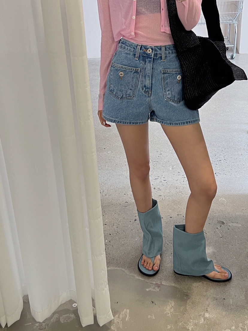 VERANDA韓國直郵東大門代購女裝新品熱賣24春夏短褲牛仔布口袋VERANDA短褲