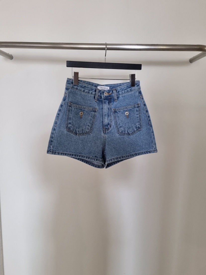 VERANDA韓國直郵東大門代購女裝新品熱賣24春夏短褲牛仔布口袋VERANDA短褲