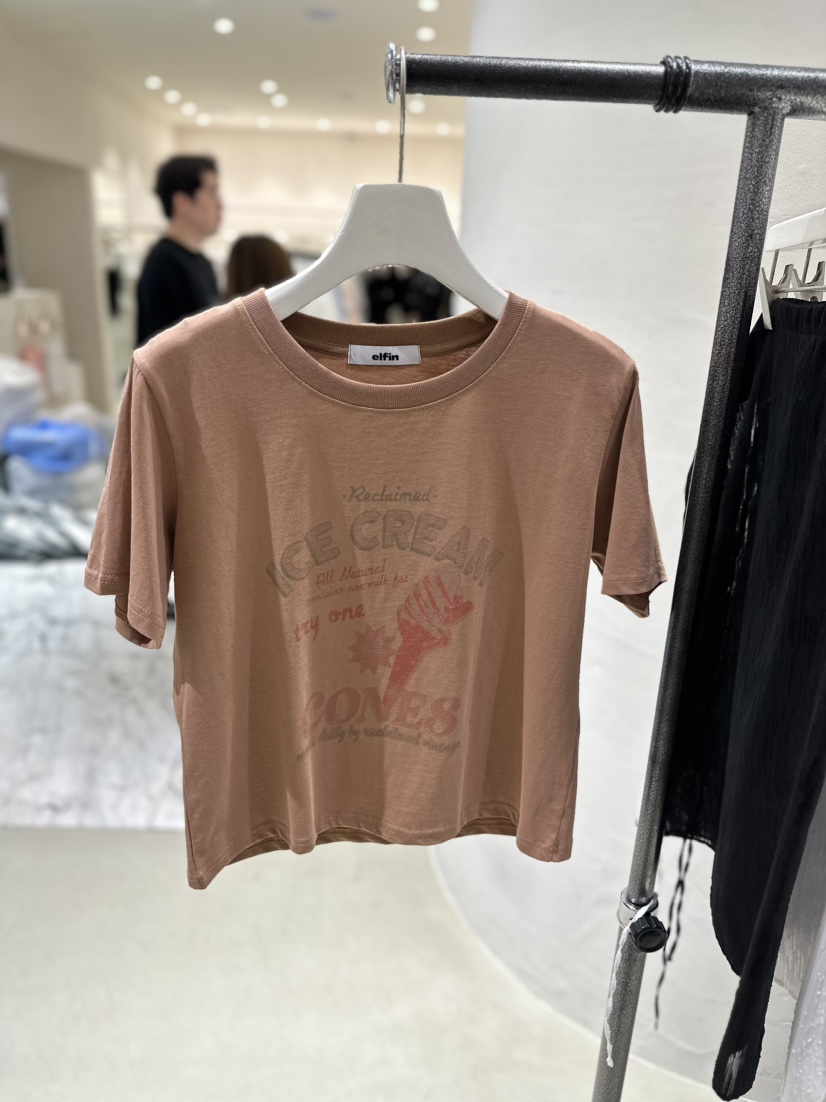 ELFIN直郵韓國代購女裝新品真品推薦人氣熱賣時尚24春夏T恤TOPDRESSINGT恤圖色1