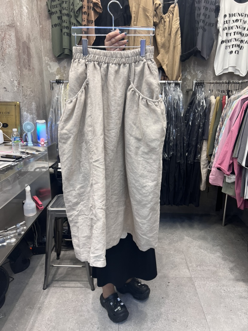 YEON-男女裝韓國直郵東大門實拍女裝新品真品推薦長裙亞麻YEON長裙