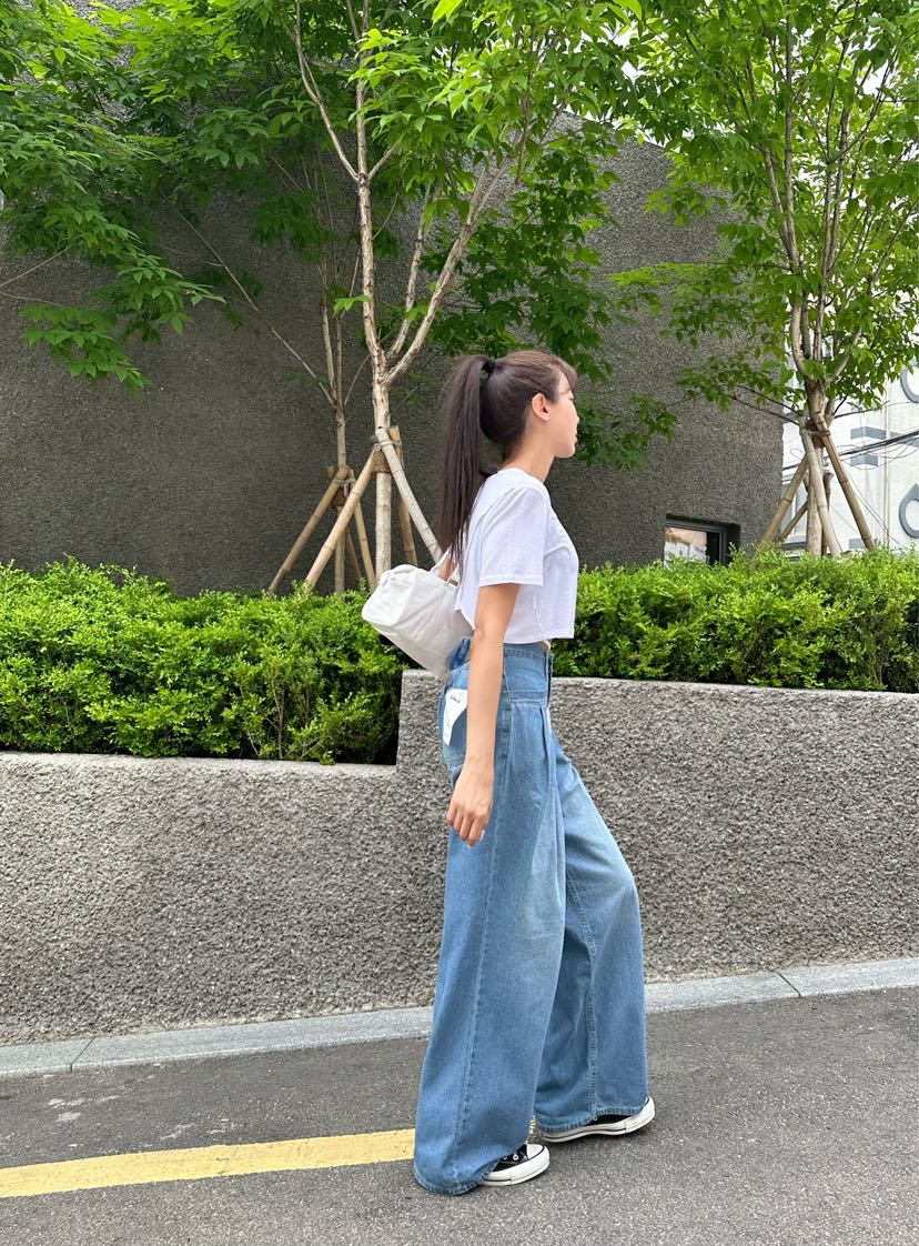 HAWK韓國直郵東大門實拍女裝新品熱賣推薦職業休閑時尚牛仔褲Le Ahicon牛仔褲