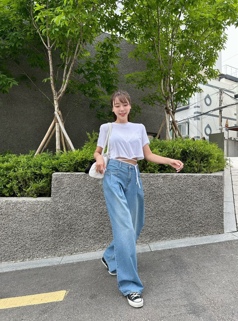 HAWK韓國直郵東大門實拍女裝新品熱賣推薦職業休閑時尚牛仔褲Le Ahicon牛仔褲
