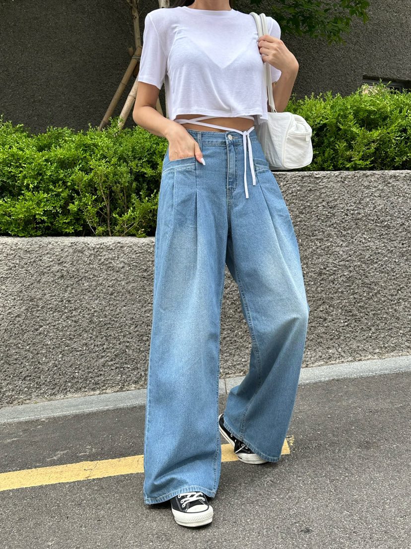 HAWK韓國直郵東大門實拍女裝新品熱賣推薦職業休閑時尚牛仔褲Le Ahicon牛仔褲