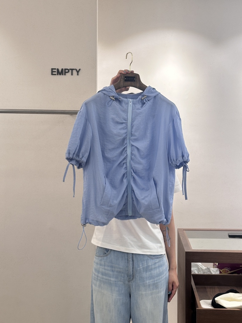 EMPTY直郵韓國代購女裝新品休閑24春夏熱賣襯衫蕾絲衫拉鏈EMPTY襯衫/蕾絲衫圖色1