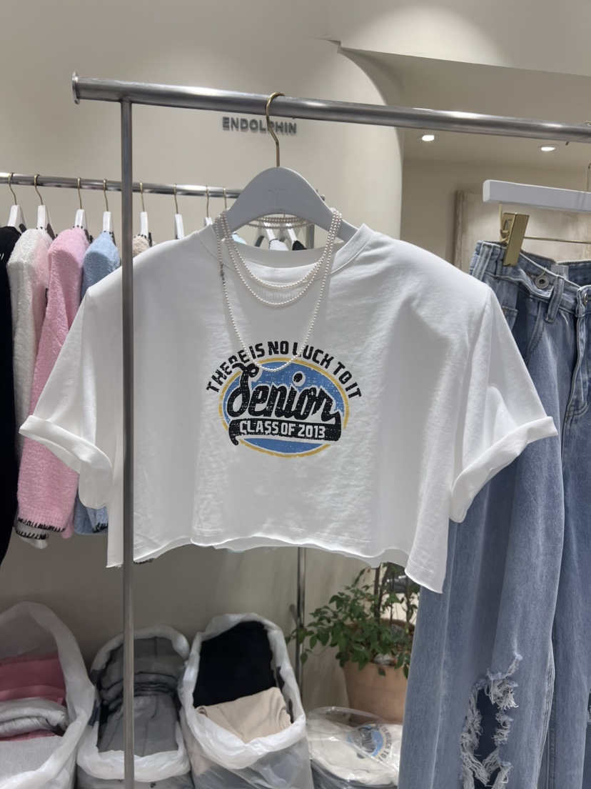 ENDOLPHIN直郵韓國代購女裝新款24春夏人氣推薦真品T恤復古ENDOLPHINT恤圖色1