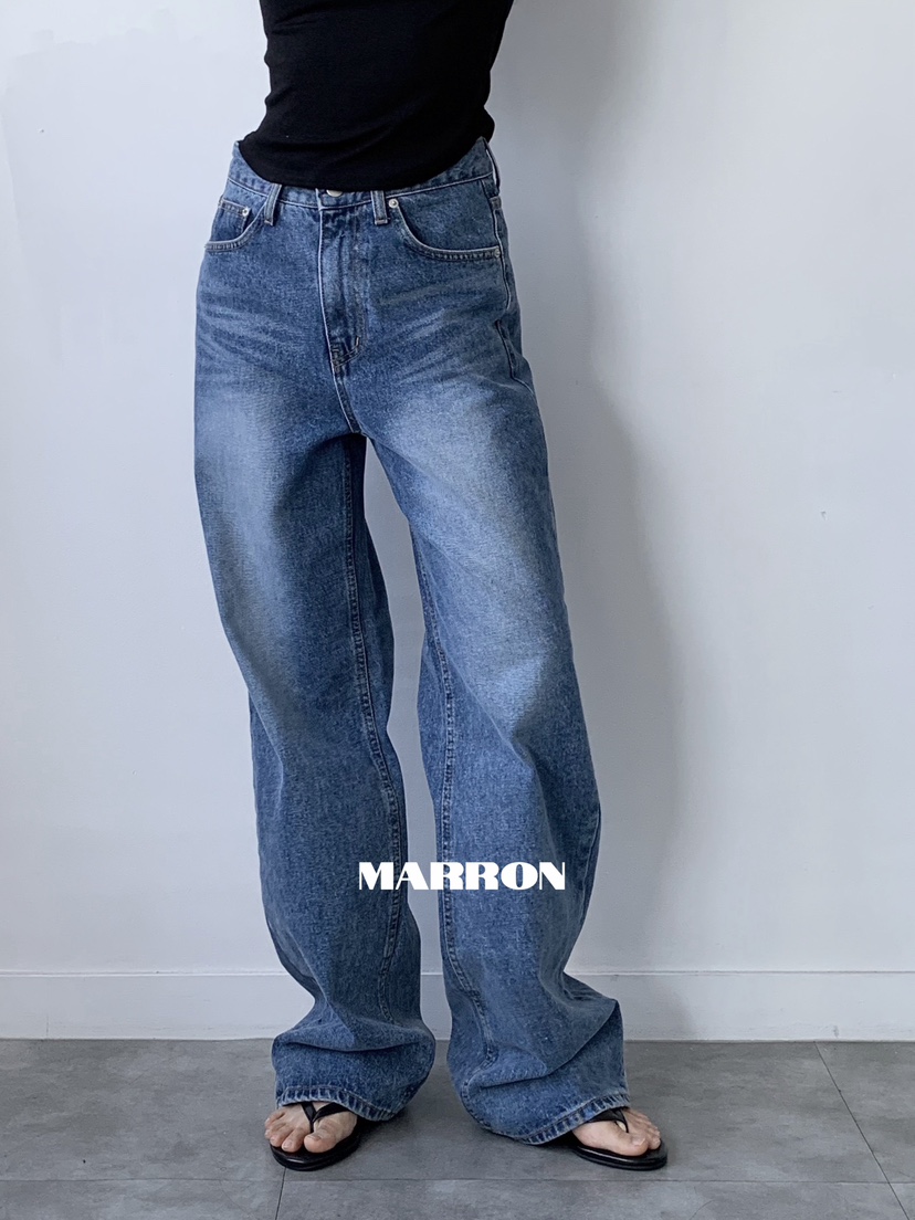 MARRON直郵韓國代購女裝新品熱賣真品時尚人氣24春夏牛仔褲PIN-UP牛仔褲圖色2
