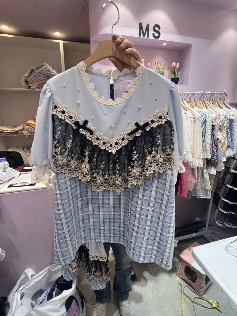 MS韓國直郵東大門代購女裝新款休閑推薦熱賣襯衫蕾絲衫蕾絲MS襯衫/蕾絲衫