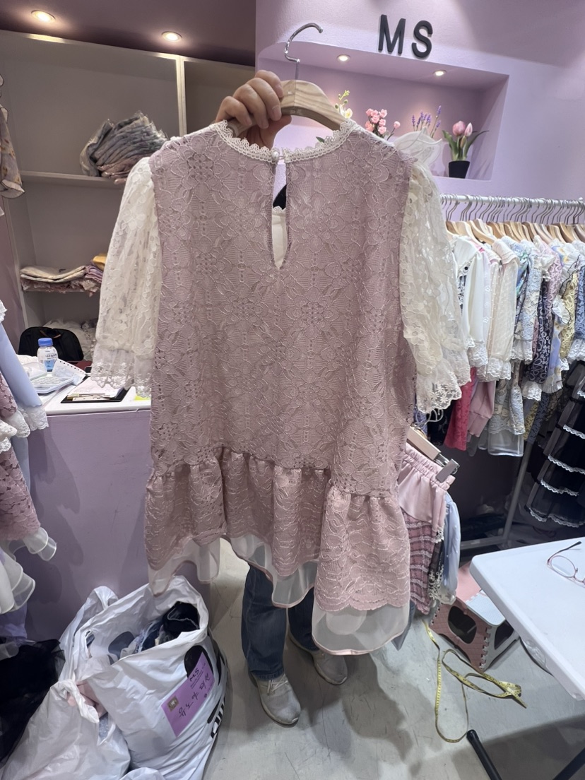 MS韓國直郵東大門代購女裝新品推薦休閑熱賣襯衫蕾絲衫蕾絲MS襯衫/蕾絲衫