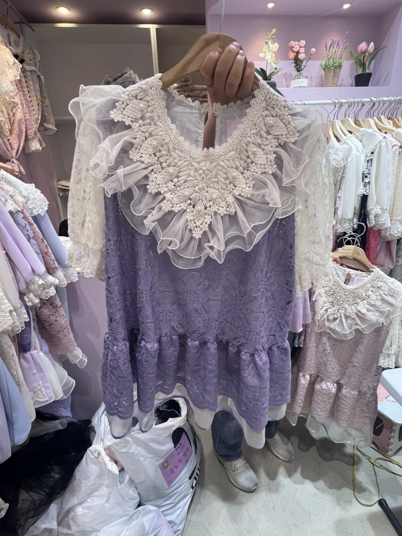 MS韓國直郵東大門代購女裝新品推薦休閑熱賣襯衫蕾絲衫蕾絲MS襯衫/蕾絲衫圖色2