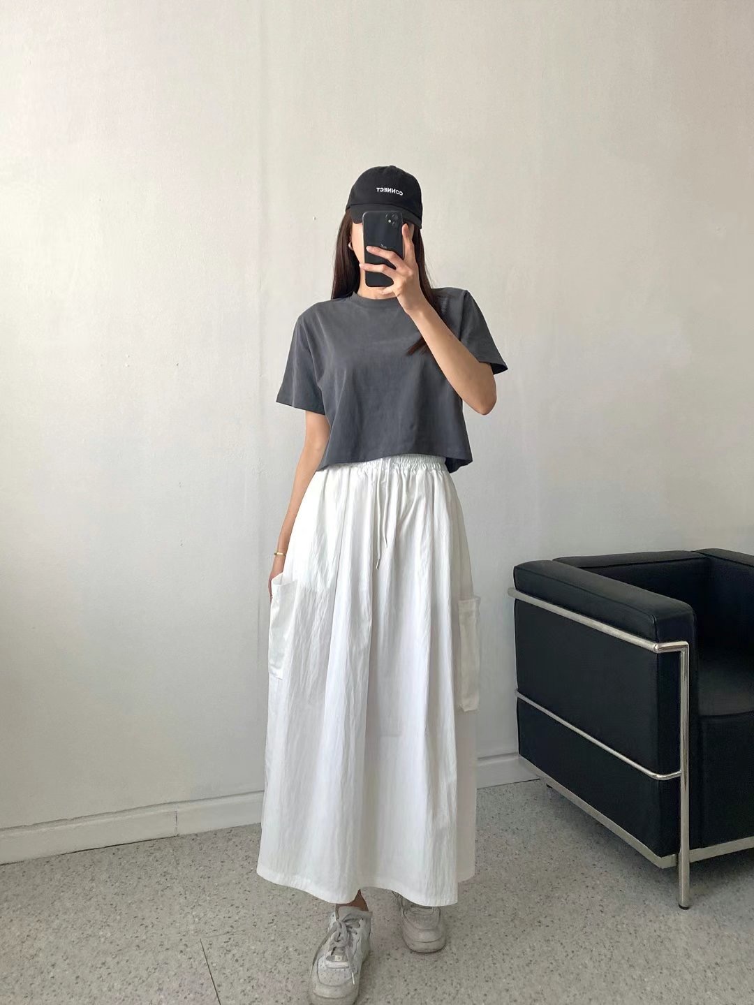 MODNEY韓國直郵東大門實拍女裝新款真品24春夏人氣職業長裙TWOWAY長裙圖色2