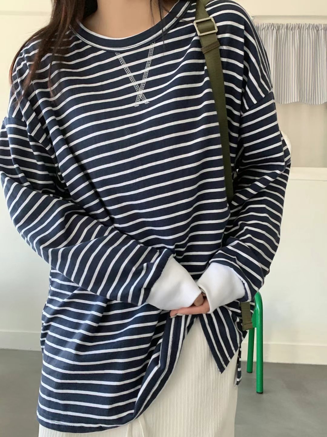 MODNEY韓國直郵東大門代購女裝新款休閑24春夏熱賣長袖T恤TWOWAY長袖T恤圖色2
