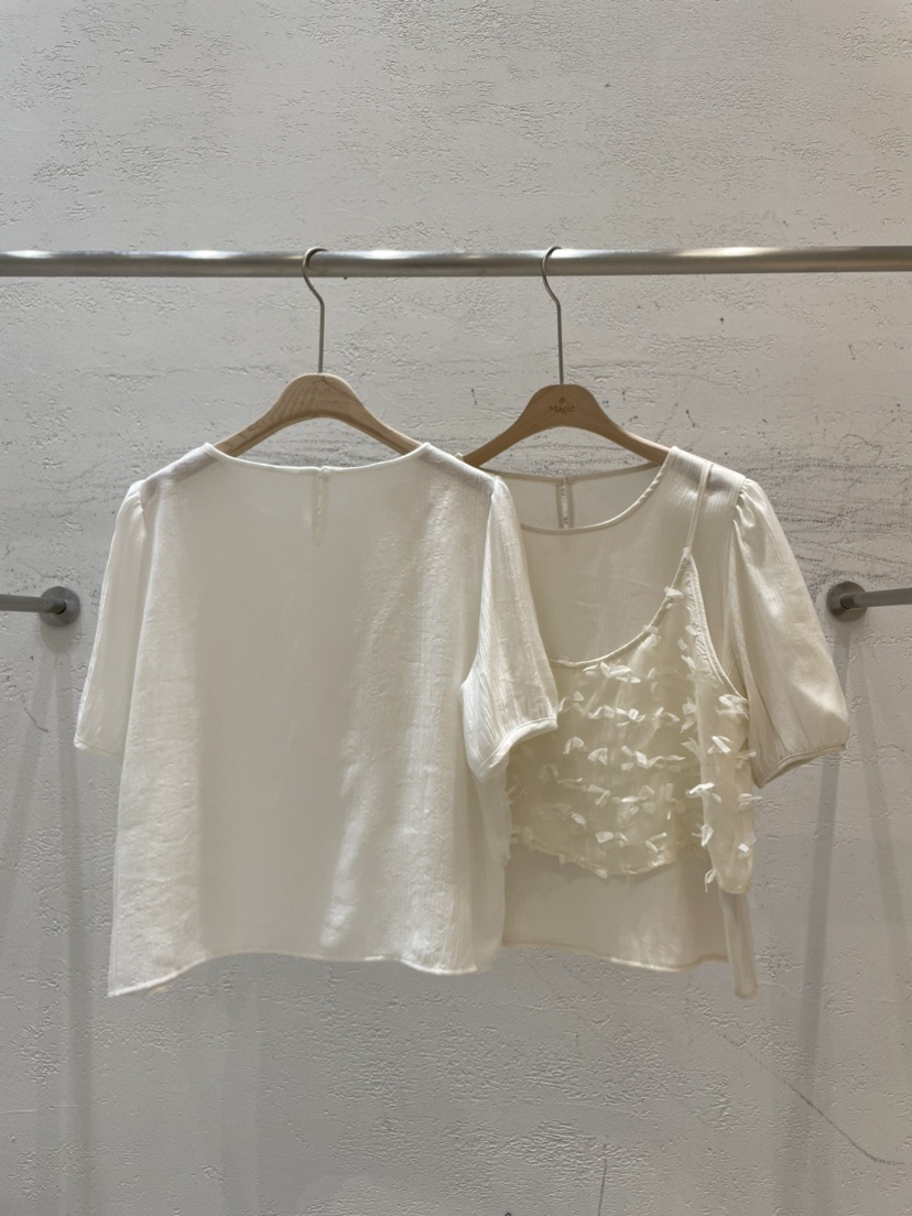 Magie韓國直郵女裝新品真品休閑人氣時尚24春夏襯衫蕾絲衫VI A襯衫/蕾絲衫