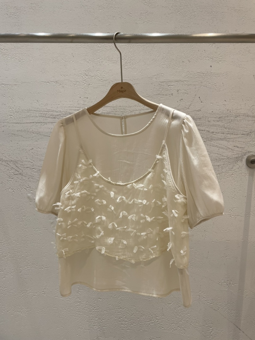 Magie韓國直郵女裝新品真品休閑人氣時尚24春夏襯衫蕾絲衫VI A襯衫/蕾絲衫圖色2