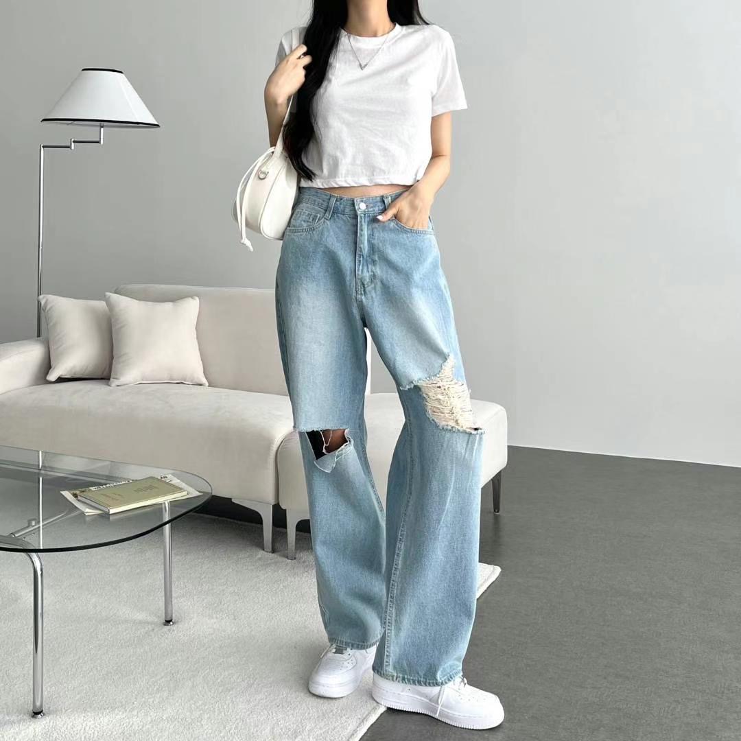 COCAREALDENI韓國直郵女裝新品職業休閑人氣推薦24春夏牛仔褲COCAREALDENI牛仔褲