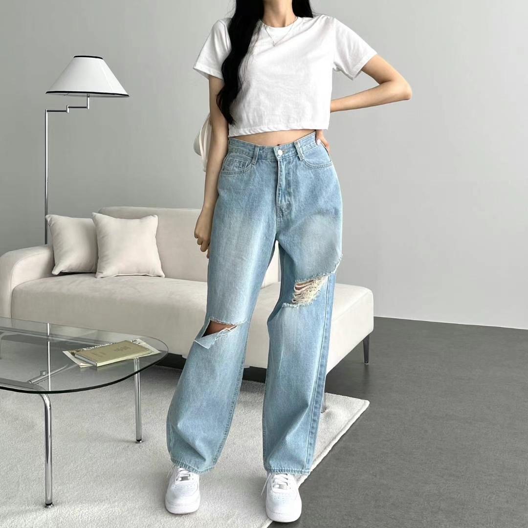 COCAREALDENI韓國直郵女裝新品職業休閑人氣推薦24春夏牛仔褲COCAREALDENI牛仔褲