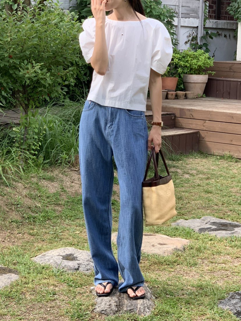 MOVENNE韓國直郵東大門實拍女裝新款24春夏職業牛仔褲牛仔布MOVENNE牛仔褲